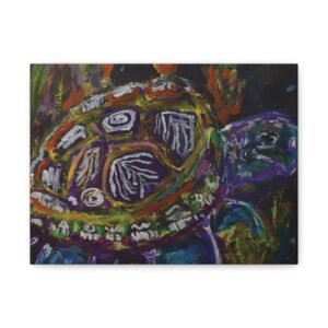 Colorful Turtle Matte Stretched Canvas Wall Art — Vibrant Abstract Sea Turtle Print