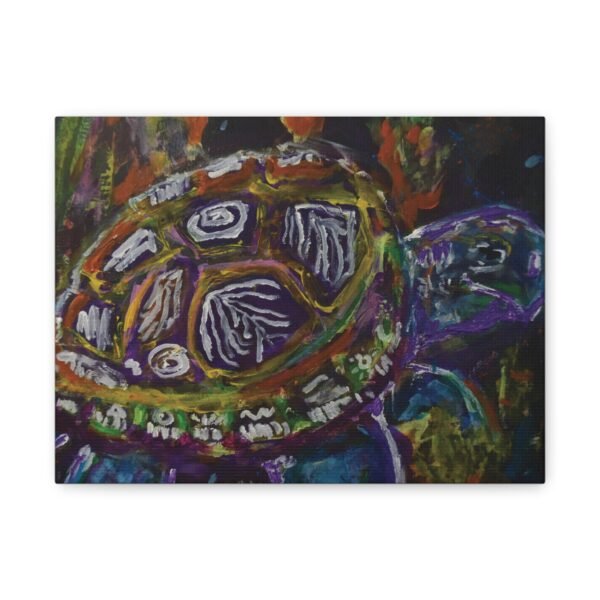 Colorful Turtle Matte Stretched Canvas Wall Art — Vibrant Abstract Sea Turtle Print