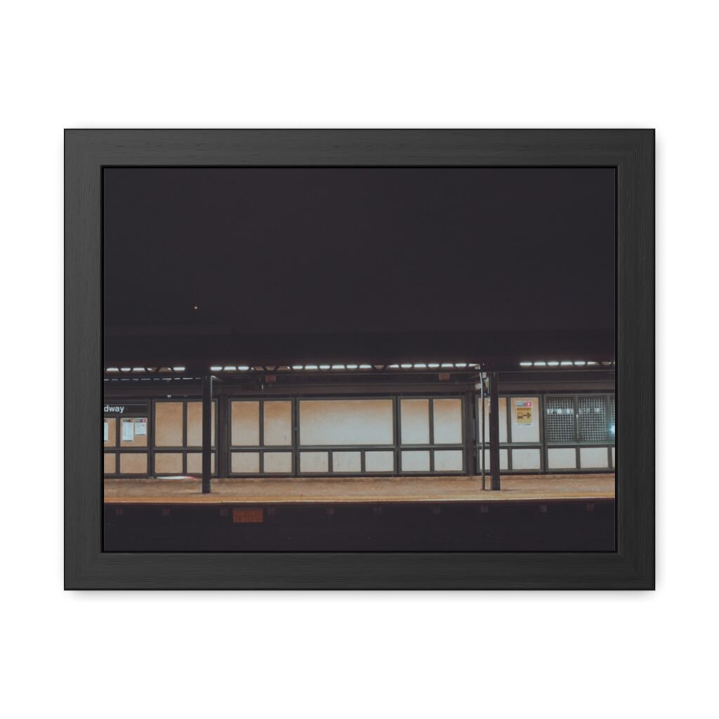 Night Train Station Framed Poster — Moody Urban Photography Wall Art
