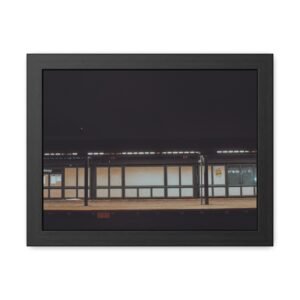 Night Train Station Framed Poster — Moody Urban Photography Wall Art