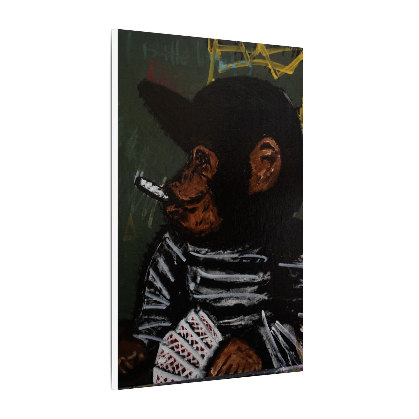 Matte Canvas Print - Moody Chimp in Striped Shirt Art - Image 5