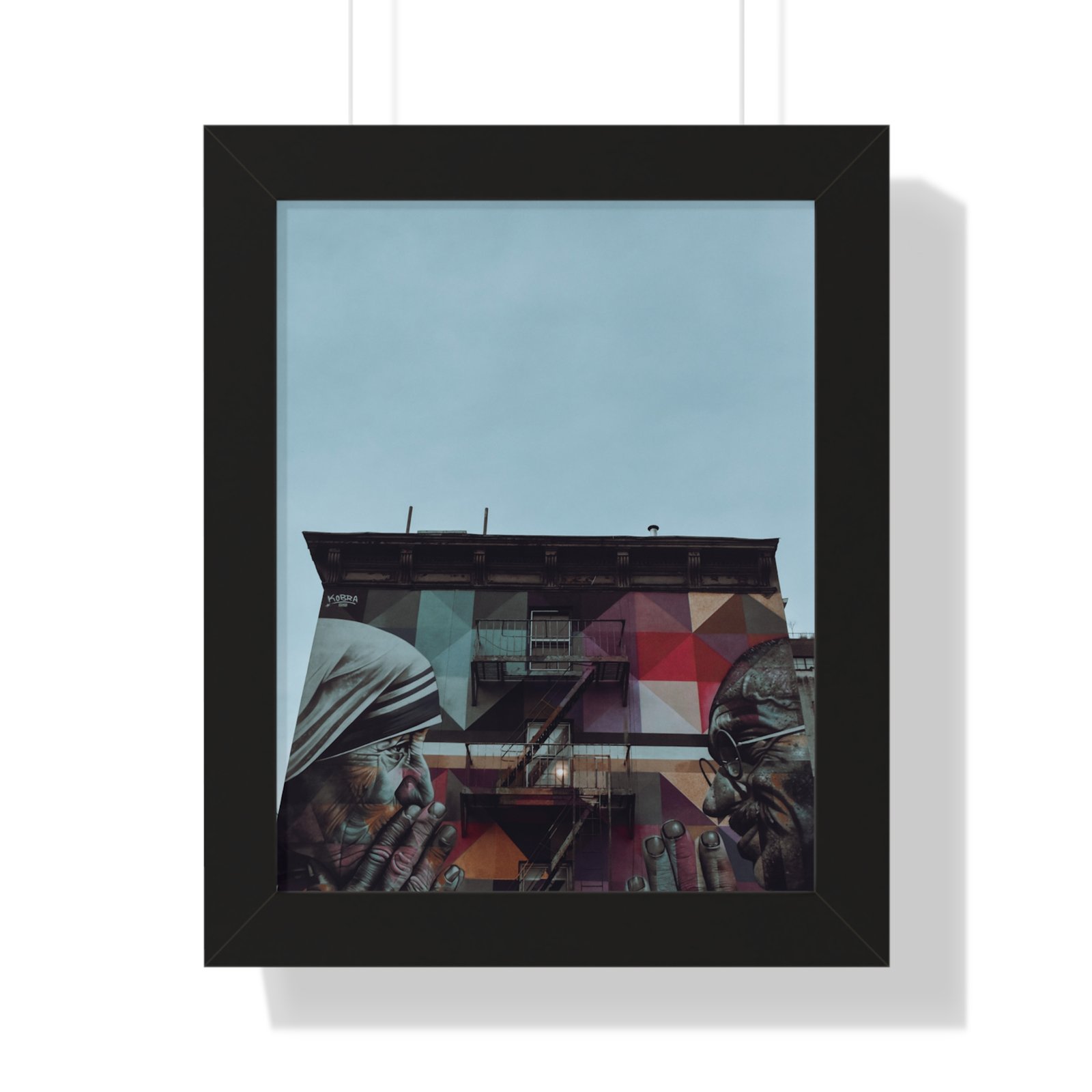 Urban Street Art Framed Poster — Vertical Mural Photography Print