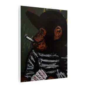 Matte Canvas Print - Moody Chimp in Striped Shirt Art